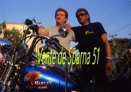 Johnny Hallyday & Eddy -Harley Bleu Devant   -  Affiche A3 Plastifiée - Plakate & Poster