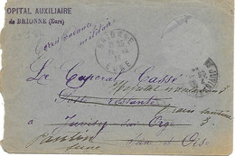 27-cachet Hôpital Aux. De Brionne (N°7 Bis) Sur Lettre à Trou Sans Correspondance En 1914 - Guerra Del 1914-18