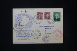 NORVEGE - Carte De Correspondance De Oslo Pour Norway En 1953 Par Tokyo ( Tour Du Monde  Par Avion ) - L 80174 - Lettres & Documents