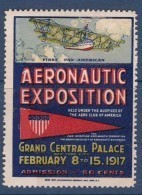 Etats Unis - Vignette Aeronautix Exposition New York 1917 - Neuf * - TB - Erinnophilie