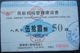 CAAC AIRPORT SHENZHEN CHINA PASSENGERS FEE COUPON AIRLINE TICKET BOOKLET VIP TAG LUGGAGE BUGGAGE PLANE AIRCRAFT AIRPORT - Aufklebschilder Und Gepäckbeschriftung