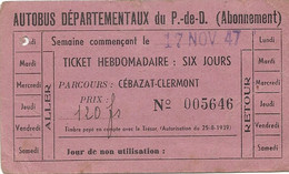 AUTOBUS DEPARTEMENTAUX DU PUY DE DOME. 1947 - Europe