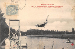 94-NOGENT-SUR-MARNE-LE PONTON DE NATATION DE L'ECOLE MILITAIRE DE GYMNASTIQUE UN PLONGEON EN SAUT PERILLEUX PAR LOUSTALO - Nogent Sur Marne