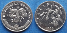 CROATIA - 20 Lipa 2003 "olives" KM# 7 Monetary Reform (1994) - Edelweiss Coins - Croacia