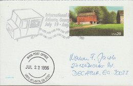 USA Postal Stationary Posted From International, Mobile Station - Temporary Post Office Under Atlanta 1996 Olympic - Estate 1996: Atlanta