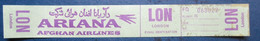 ARIANA AFGHAN AFGHANISTAN CARD TICKET AIRWAYS AIRLINE STICKER LABEL TAG LUGGAGE BUGGAGE PLANE AIRCRAFT AIRPORT - Europa