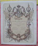 1 Carte Menu Banquet  Société Royale Nationale Regatta Offert à L'Equipe "Passe Partout" 1876  Lith; Ratinckx F 23x28cm - Porzellan