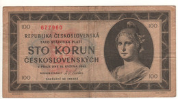 CZECHOSLOVAKIA   100 Korun   P67a     (1945    Woman With Phrygian Cap  On Front ) - Checoslovaquia