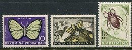 ROMANIA 1956 Insect Pests With Cheaper Shade Of 1.75 L  MNH / **.  Michel 1586-88 - Unused Stamps