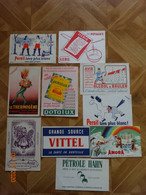 LOT 10 BUVARDS BLOTTING PAPER LIEBIG PERSIL AMORA PÉTROLE HANN  VITTEL CHOCOLATS MENIER CHAPERON ROUGE THERMOGÈNE - Colecciones & Series