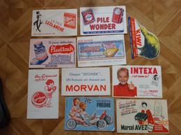 LOT 10 BUVARDS BLOTTING PAPER KIWI GRISON PLUDTACH PILES LECLANCHE WONDER SIMMONS MORVAN PHILDAR AUTO MARCEL AVEZ - Collections, Lots & Séries