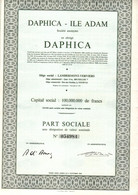 Part Sociale - Daphica - Ile Adam S.A. - LAMBERMONT-VERVIERS - Bruxelles - Tournai - 1968. - Industrie