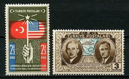 TURQUIE 1939 N° 906 907 * Neufs MH Infime Trace Charnière TTB Drapeaux Turc Américain Ismet Inönü Roosevelt Carte - Neufs