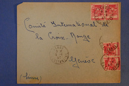 H17 ALGERIE BELLE LETTRE 1943 CONTANTINE  POUR GENEVE SUISSE + 2 PAIRES DE T.P + AFRANCHISSEMENT INTERESSANT - Covers & Documents