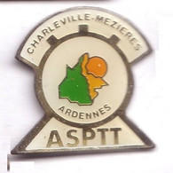 SP306 Pin's Basket Basketball Club Charleville Mézières Département Ardennes ASPTT La Poste Achat Immédiat - Basketball