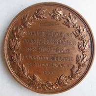 Médaille Société Française Conversation Des Monuments 1854, Attribuée à Théberge Architecte à Avranches - Professionnels / De Société