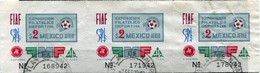 MEXICO 3 VIGNETTES OBLITEREES THEME FOOTBALL - Usati