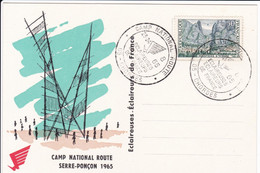Camp National Route SERRE-PONCON 1965- Tampon: Eclaireuses. Eclaireurs De France-05 CHORGE - 1960-1969