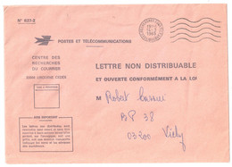 C RECHERCHES COURRIER Libourne Ob Meca 1983 Enveloppe Réexpédition Lettre NON DISTRIBUABLE Ouverte Conformément Loi - Mechanische Stempels (varia)