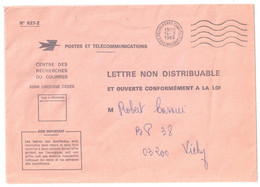 C RECHERCHES COURRIER Libourne Ob Meca 1983 Enveloppe Réexpédition Lettre NON DISTRIBUABLE Ouverte Conformément Loi - Mechanical Postmarks (Other)