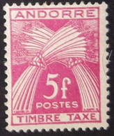 ANDORRE FR TAXE N°37 NEUF**  COT 3.25€ 5f Timbre Taxe - Altri & Non Classificati