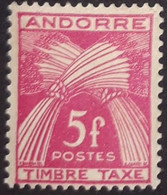 ANDORRE FR TAXE N°37 NEUF**  COT 3.25€ 5f Timbre Taxe - Autres & Non Classés