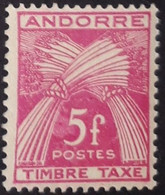 ANDORRE FR TAXE N°37 NEUF**  COT 3.25€ 5f Timbre Taxe - Autres & Non Classés