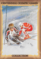 Centennial Olympic Games Atlanta 1996, Collect Card N° 80 - Poster Lake Placid 1980 - Palmares 100 M Women Natation - Trading-Karten