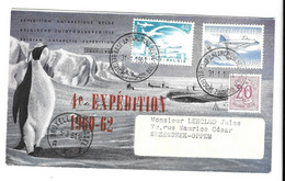 EXPEDITION ANTARCTIQUE BELGE 1961, POSTE AERIENNE, ENVELOPPE ILLUSTREE PINGOUIN, POUR WEZEMBEEK OPPEM, VOIR LE SCANNER - Programas De Investigación