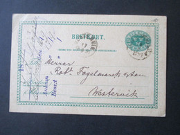 Schweden 1891 GA Mit Ankunftsstempel Und Handschriftlichem Vermerk Und Firmenstempel. Interessante Karte - Covers & Documents