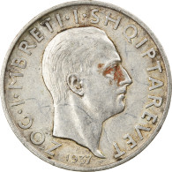 Monnaie, Albania, Zog I, Frang Ar, 1937, Rome, TTB, Argent, KM:18 - Albania