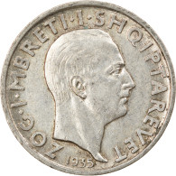 Monnaie, Albania, Zog I, Frang Ar, 1935, Rome, TTB+, Argent, KM:16 - Albania