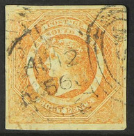 NEW SOUTH WALES 1854 - 1859. 8d Dull Yellow Orange, Wmk Double-lined 8, SG 98, Imperf With Four Clear Margins, Fine Used - Altri & Non Classificati