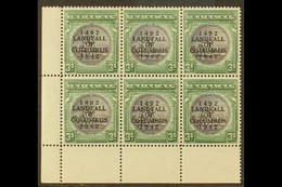 1942 3s Slate Purple & Myrtle Green, SG 173, NHM Lower Left Corner Block Of 6 With Lightly Toned Gum For More Images, Pl - Andere & Zonder Classificatie