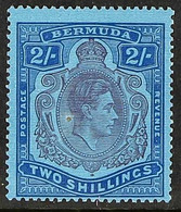 1938-53 2s Purple & Blue On Blue Ordinary Paper Perf 14 With POSITION 59ii FLAW - Retouched State Of The 'Broken Top Rig - Bermudes