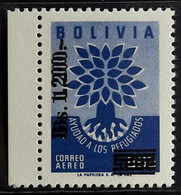 1962 1200b On 600b Ultramarine Air DOUBLE SURCHARGE Variety, Sanabria 278a, Superb Never Hinged Mint, Very Fresh & Scarc - Bolivie