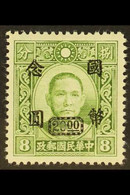 NATIONALIST CURRENCY SURCHARGES 1946 $20 On 8c Sage Green, Dah Tung Printing, No Wmk, "clear Button", SG 873, Very Fine  - Andere & Zonder Classificatie