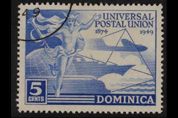 1949 NEW DISCOVERY 5c Blue UPU With 'C' OF 'CA' MISSING FROM WATERMARK Variety, SG 114var, Superb Cds Used, Very Fresh.  - Dominica (...-1978)