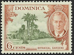 1951 6c Olive And Chestnut, Variety "A Of CA Missing From Wmk", SG 126b, Very Fine Mint Og. For More Images, Please Visi - Dominica (...-1978)