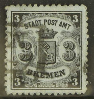BREMEN 1866-67 3gr Black/blue On Laid Paper, Perf 13, Mi 11, SG 19, Fine Used With Bremen Boxed Cancellation, Expertized - Altri & Non Classificati