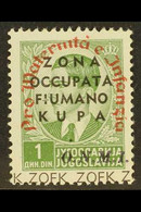 FIUME & KUPA ZONE 1941 1d Green Maternity Fund OVERPRINT IN RED Variety, Sassone 40, Fine Never Hinged Mint, Very Fresh  - Zonder Classificatie