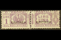 ERITREA PARCEL POST 1927-37 1L Violet Overprint (SG P128, Sassone 27), Fine Mint Horizontal Pair, Small Corner Gum Wrink - Andere & Zonder Classificatie