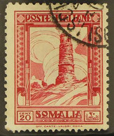 SOMALIA 1932 20c Carmine " Mnara-Ciromo Tower", VARIETY - Perf 14 At Base, Sass 171b, SG 165c, Fine Used For More Images - Altri & Non Classificati