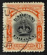 1902-03 8c Black And Vermilion With LINE THROUGH 'B', SG 121b, Very Fine Used. For More Images, Please Visit Http://www. - Borneo Del Nord (...-1963)