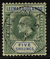 1902 5s Green & Blue KEVII, SG 28, Superb Used With Almost Complete "Tortola" (British Virgin Islands) Cds Cancel, Fresh - Leeward  Islands