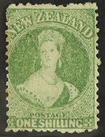 1864-74 1s Yellow-green "Chalon", Large Star Wmk, P12½, SG 125 Mint With Large Part OG, Some Toned Perfs At Left But Fre - Andere & Zonder Classificatie