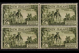 1935-36 2s Olive-green Captain Cook Perf 13½x14, SG 568c, Fine Mint BLOCK Of 4, Two Stamps Are Never Hinged, Fresh & Sca - Andere & Zonder Classificatie