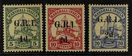 AUSTRALIAN OCCUPATION 1914 1d On 5pf Green, 2d On 10pf Carmine And 2d On 20pf Ultramarine "G.R.I." Overprints On Marshal - Papua Nuova Guinea