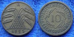 GERMANY - 10 Reichspfennig 1925 A KM# 40 Weimar Republic Reichsmark Coinage - Edelweiss Coins - Autres & Non Classés