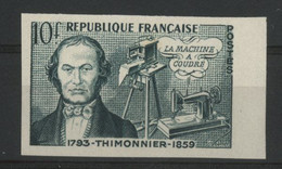 N° 1013 ESSAI NON DENTELE THIMONIER MACHINE A COUDRE. 10Fr Vert Foncé. Neuf ** (MNH). TB - Pruebas De Colores 1945-…